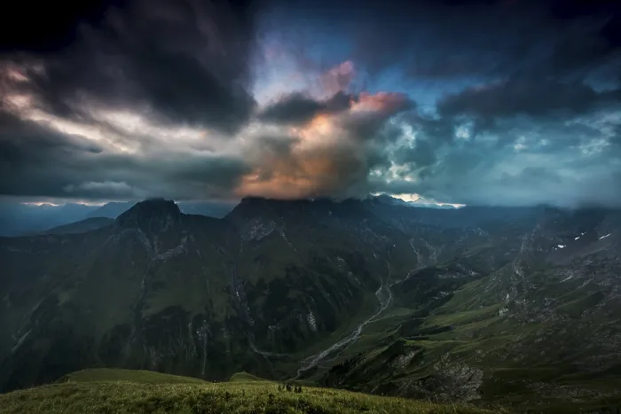 Framed Print : Dramatic Clouds Above Lechtal Mountains Print, Austria Framed Print : Dramatic Clouds Above Lechtal Mountains Print, Austria