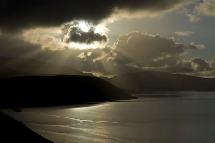 Framed Print : Dramatic Light Mood Print, Streymoy Faroe Islands