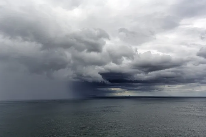 Framed Print : Dramatic Rain Clouds Print, Antrim Coast, Northern Ireland