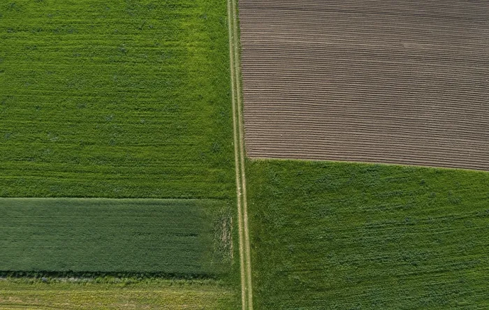Framed Print : Aerial View Print: Grain Fields, Oberhofen, Upper Austria Framed Print : Aerial View Print: Grain Fields, Oberhofen, Upper Austria
