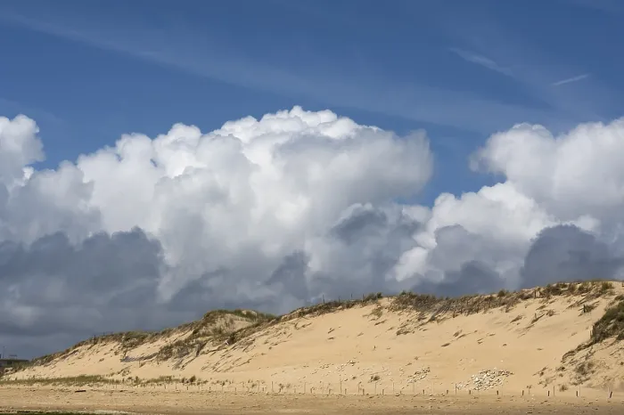 Framed Print : Dune with Cumulus Clouds Print, La Tranche sur Mer, France Framed Print : Dune with Cumulus Clouds Print, La Tranche sur Mer, France