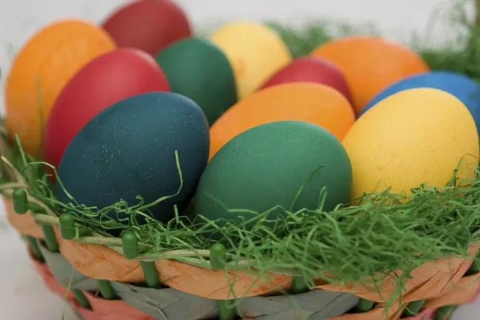 Framed Print : Easter Basket with Dyed Eggs Print Framed Print : Easter Basket with Dyed Eggs Print