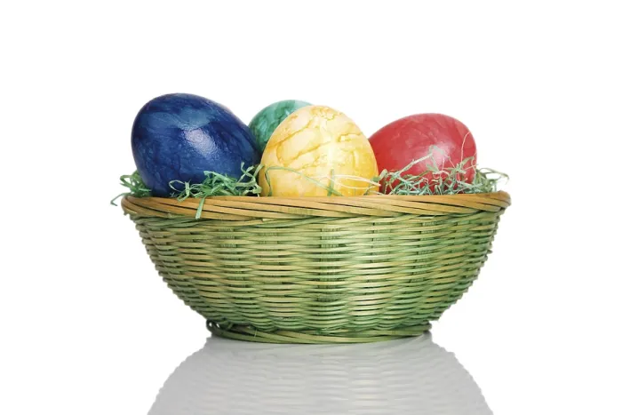 Framed Print : Colourful Easter Basket with Eggs Print Framed Print : Colourful Easter Basket with Eggs Print