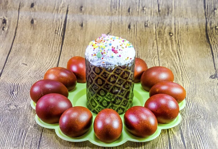 Framed Print : Easter Cake and Red Easter Eggs Print Framed Print : Easter Cake and Red Easter Eggs Print
