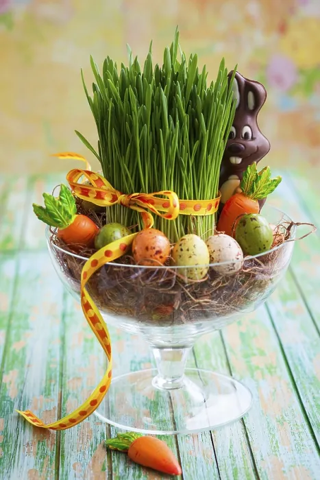 Framed Print : Easter Composition Print with Fresh Green Grass Framed Print : Easter Composition Print with Fresh Green Grass