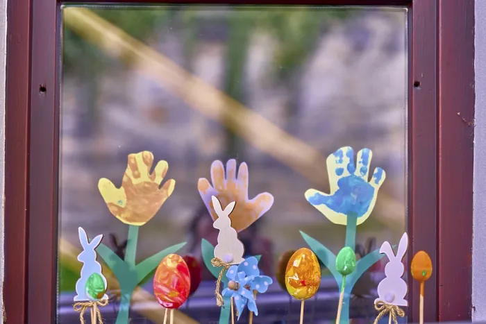 Framed Print : Colorful Easter Window Decoration Print Framed Print : Colorful Easter Window Decoration Print