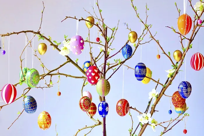 Framed Print : Easter Print with Colorful Eggs and Quince Branches Framed Print : Easter Print with Colorful Eggs and Quince Branches