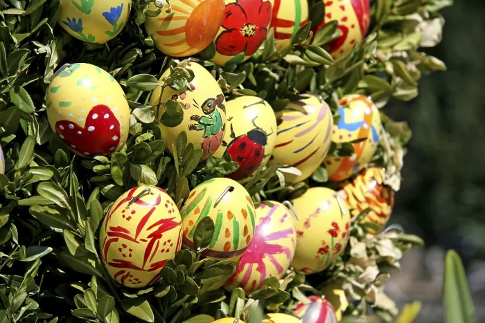 Framed Print : Easter Eggs on Easter Fountain Print
