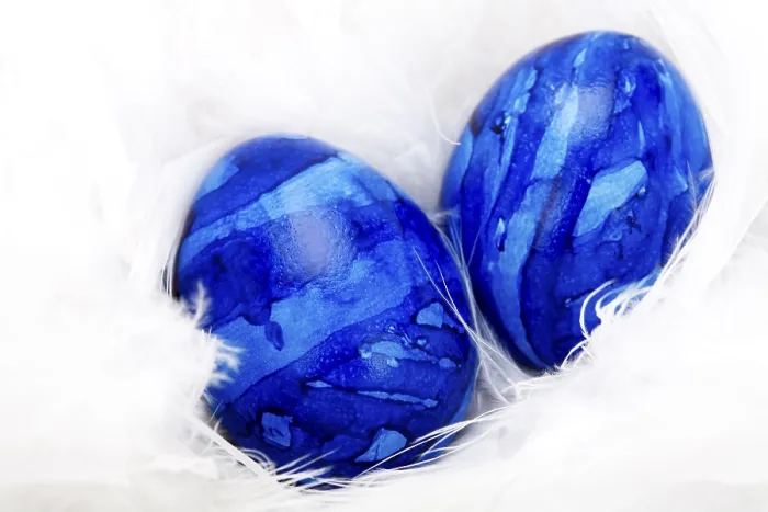 Framed Print : Easter Eggs on White Feathers Print