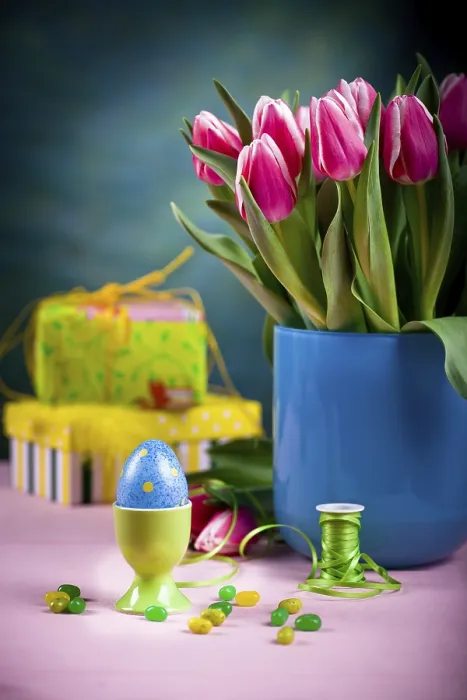 Framed Print : The Easter Installation with Eggs and Flowers Print Framed Print : The Easter Installation with Eggs and Flowers Print