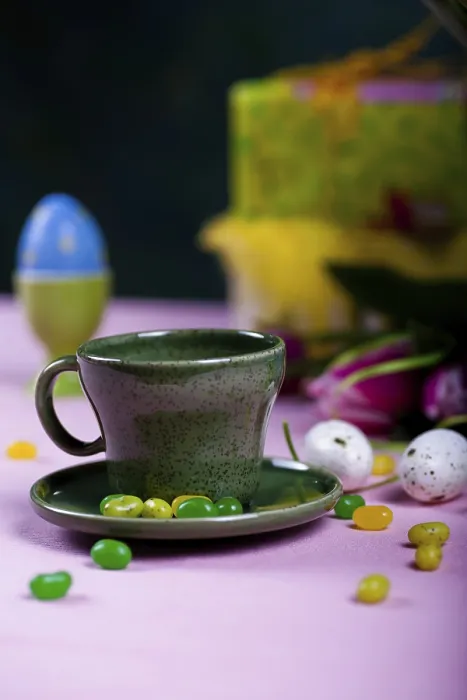 Framed Print : The Easter Installation with Eggs and Flowers Print
