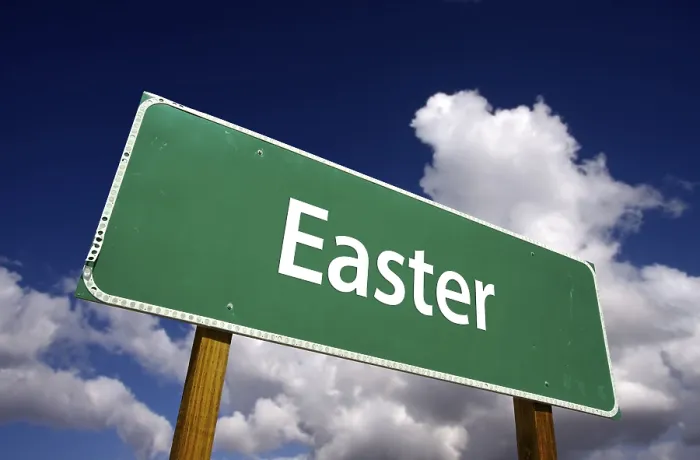 Framed Print : Easter Road Sign Print with Dramatic Clouds