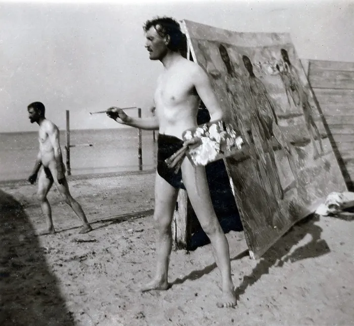 Framed Print : Edvard Munch on the Beach at Warnemunde Print, circa 1907 / 8 Framed Print : Edvard Munch on the Beach at Warnemunde Print, circa 1907 / 8