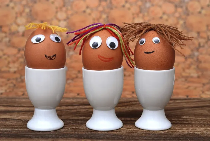 Framed Print : Eggs with Faces in Eggcups Print Framed Print : Eggs with Faces in Eggcups Print
