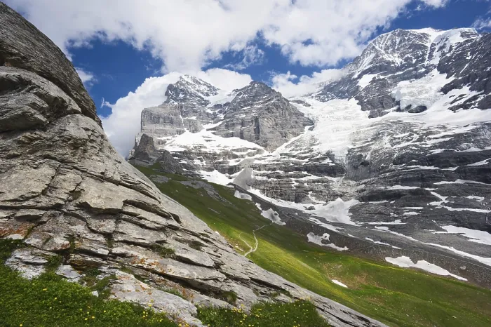 Framed Print : Eiger with Eismeer Slope and Glacier Print, Switzerland Framed Print : Eiger with Eismeer Slope and Glacier Print, Switzerland