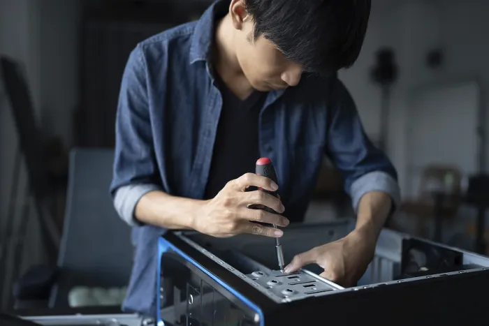Framed Print : IT Engineer Installing Motherboard Print Framed Print : IT Engineer Installing Motherboard Print