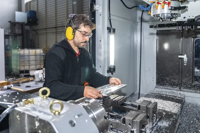 Framed Print : Engineer Working with Milling CNC Machine Print Framed Print : Engineer Working with Milling CNC Machine Print
