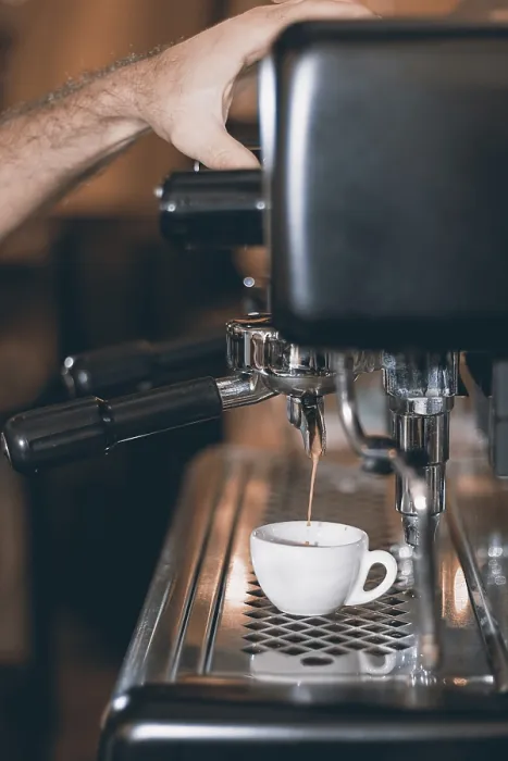 Framed Print : Espresso Machine Print: Golden Espresso Flow Framed Print : Espresso Machine Print: Golden Espresso Flow