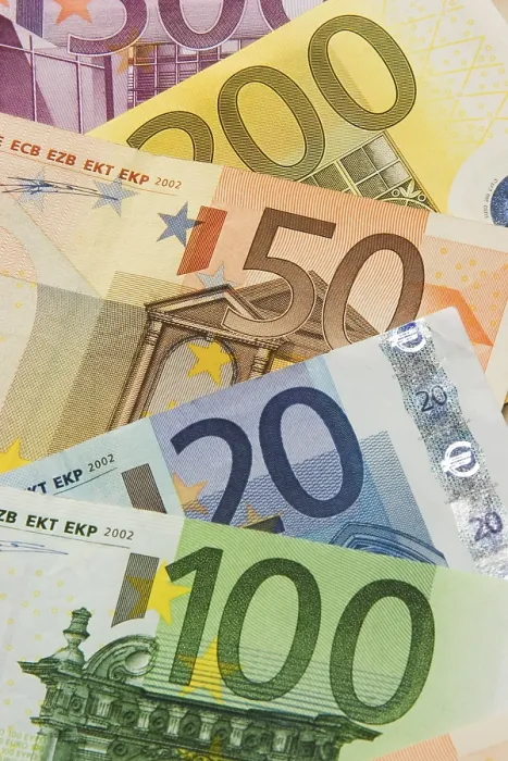 Framed Print : Euro Notes Print Featuring Various Denominations Framed Print : Euro Notes Print Featuring Various Denominations