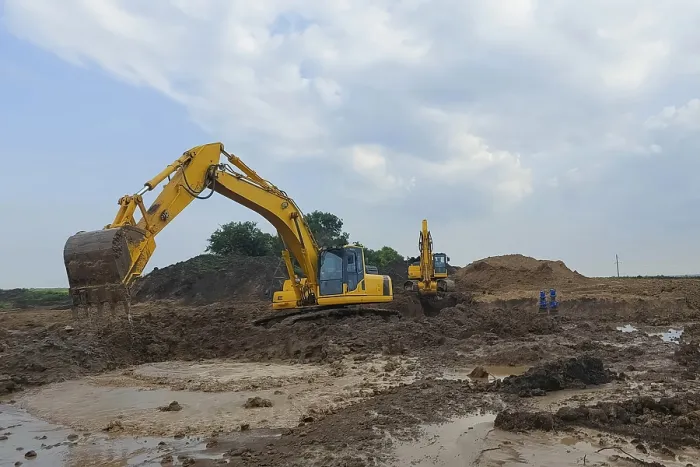 Framed Print : Excavator Print, Standing in Mud Framed Print : Excavator Print, Standing in Mud