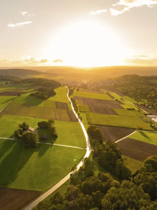 Framed Print : Extensive Fields in Sunset Glow Print, Gechingen, Germany Framed Print : Extensive Fields in Sunset Glow Print, Gechingen, Germany