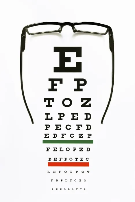 Framed Print : Eye Chart and Glasses Print: Visual Acuity Reference Framed Print : Eye Chart and Glasses Print: Visual Acuity Reference