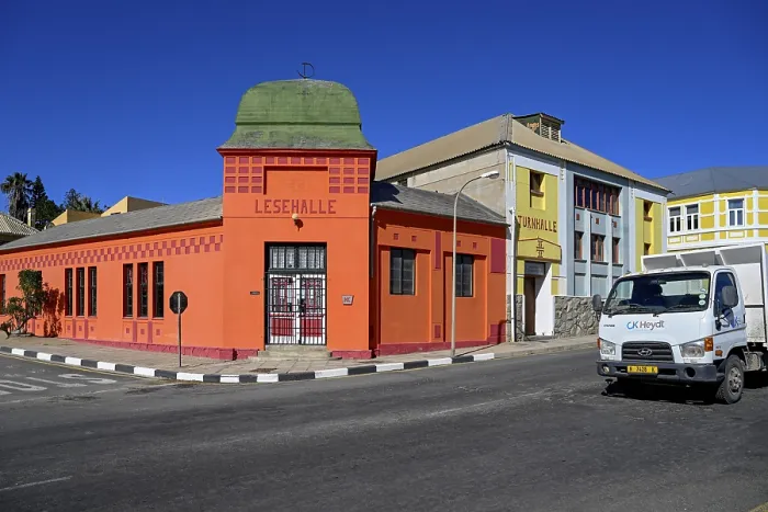 Framed Print : Facade of the former reading hall, Lüderitz, Namibia Print Framed Print : Facade of the former reading hall, Lüderitz, Namibia Print