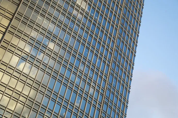 Framed Print : Skyscraper Facade Print with Blue Sky Framed Print : Skyscraper Facade Print with Blue Sky