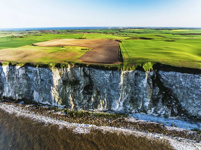 Framed Print : Farm and Fields over Bempton Cliffs Print, Yorkshire, England Framed Print : Farm and Fields over Bempton Cliffs Print, Yorkshire, England