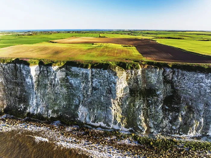 Framed Print : Farm and Fields over Bempton Cliffs Print, Yorkshire, England Framed Print : Farm and Fields over Bempton Cliffs Print, Yorkshire, England