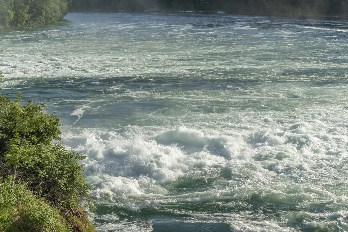 Framed Print : Fast currents in Rhine Falls in spring Print