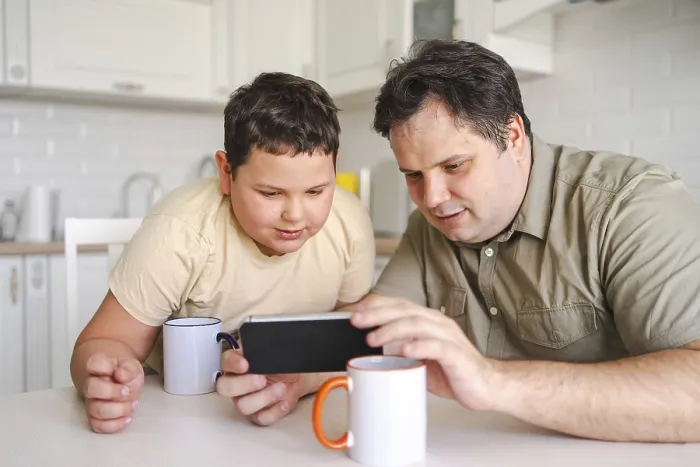 Framed Print : Digital Moment at the Kitchen Table Print Framed Print : Digital Moment at the Kitchen Table Print