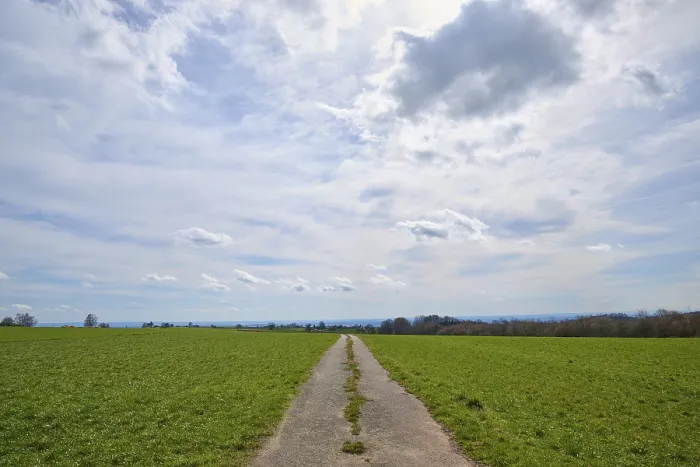 Framed Print : Field path, meadow, clouds, spring Print - Waldbrunn, Germany Framed Print : Field path, meadow, clouds, spring Print - Waldbrunn, Germany