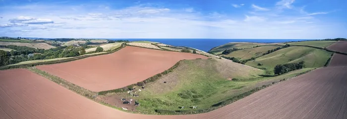 Framed Print : Devon Farmland Print from Drone, England Framed Print : Devon Farmland Print from Drone, England