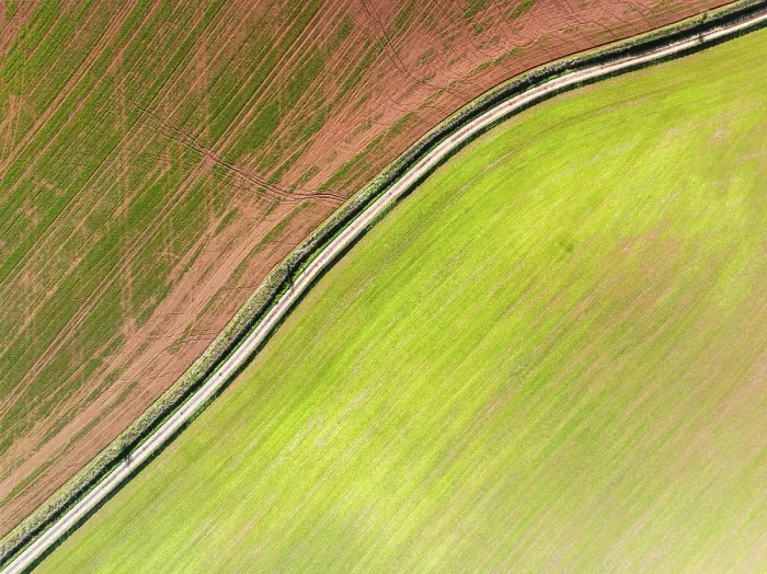 Framed Print : Top Down over Fields and Farms Print, Devon, England Framed Print : Top Down over Fields and Farms Print, Devon, England