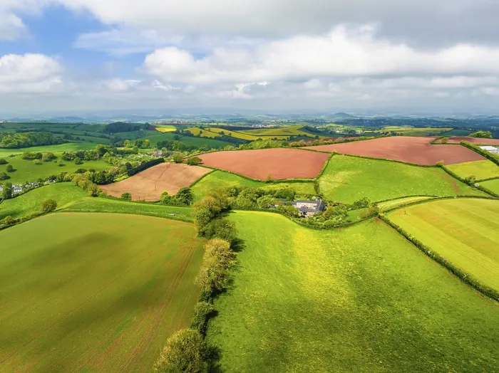 Framed Print : Devon Fields and Farms Drone Print, England Framed Print : Devon Fields and Farms Drone Print, England