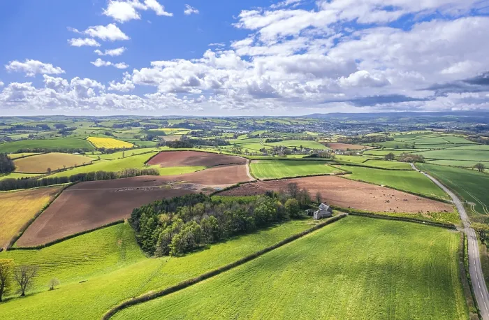 Framed Print : Fields and Meadows over Berry Pomeroy Print, Devon, England Framed Print : Fields and Meadows over Berry Pomeroy Print, Devon, England
