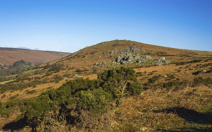 Framed Print : Haytor Rocks Fields Print, Dartmoor Park, Devon