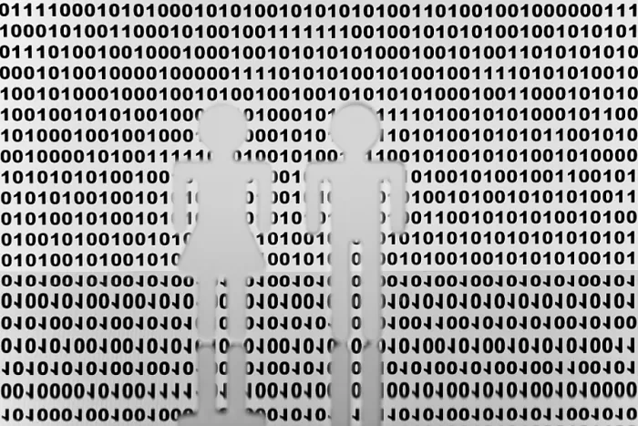 Framed Print : Two Figures in Front of Binary Code Print Framed Print : Two Figures in Front of Binary Code Print