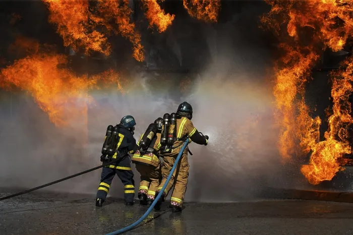 Framed Print : Fireman Working Against Flames Print Framed Print : Fireman Working Against Flames Print