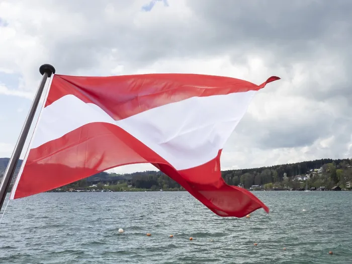 Framed Print : Flag of Austria Print: Seewalchen, Attersee, Salzkammergut