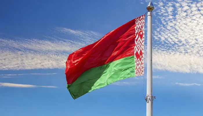 Framed Print : The Flag of Belarus Print Against a Blue Sky