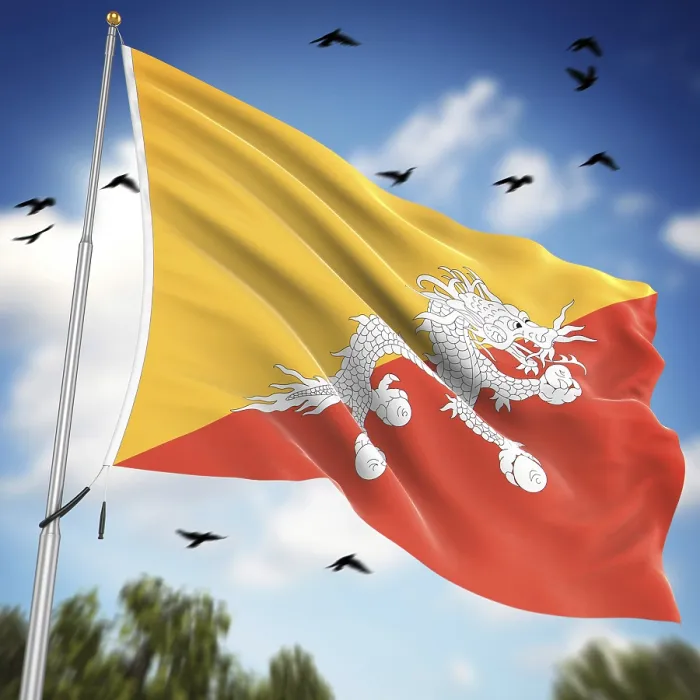 Framed Print : 3D Rendered Flag of Bhutan Print