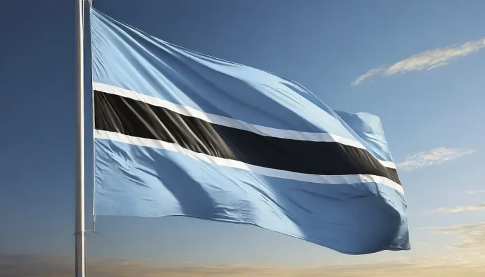 Framed Print : Botswana Flag Print Against Blue Sky
