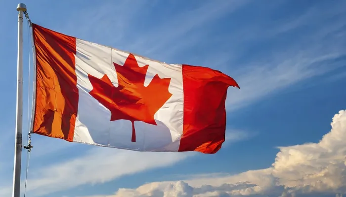 Framed Print : Canada Flag Print - Blue Sky Background