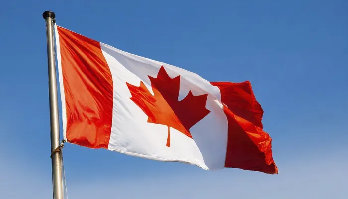 Framed Print : Canada Flag Print: Blue Sky Background