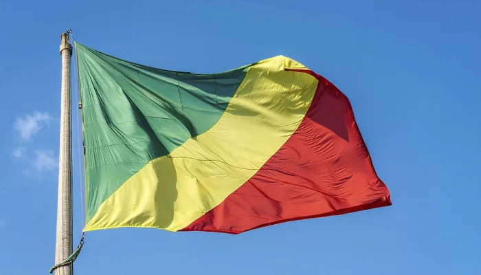 Framed Print : The Flag of Congo Print: Blue Sky Isolation