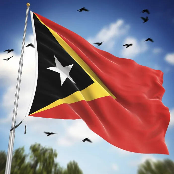 Framed Print : 3D Rendered Print of the Flag of East Timor Framed Print : 3D Rendered Print of the Flag of East Timor