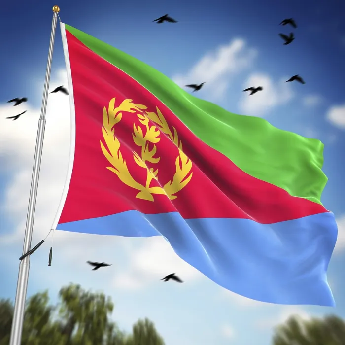 Framed Print : Computer Generated 3D Rendered Print of the Flag of Eritrea Framed Print : Computer Generated 3D Rendered Print of the Flag of Eritrea