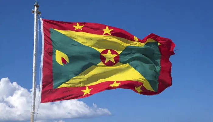 Framed Print : The Flag of Grenada Print - Caribbean Island Scene Framed Print : The Flag of Grenada Print - Caribbean Island Scene